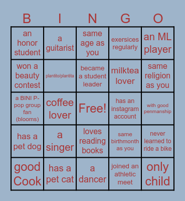 GETTING TO KNOW YOU Bingo Card