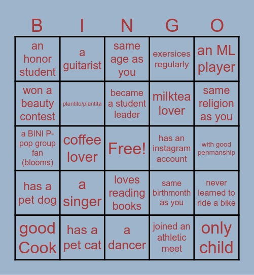 GETTING TO KNOW YOU Bingo Card