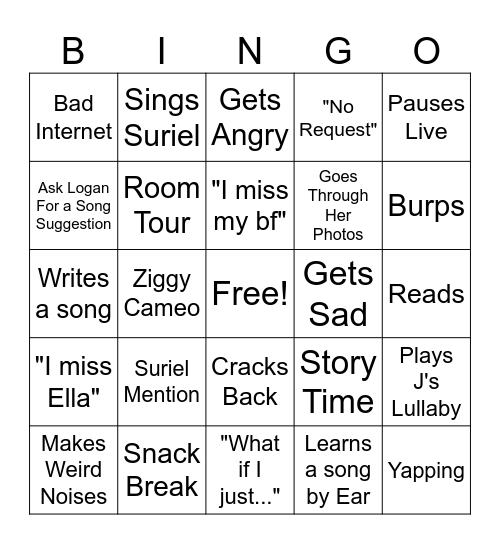Jae's Live Bingo Card