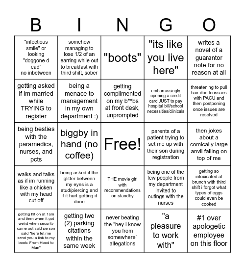 clowntown bingo Card