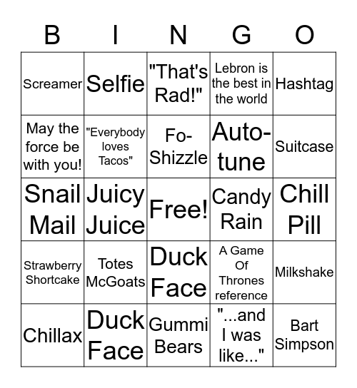 Say This!!!!! Bingo Card