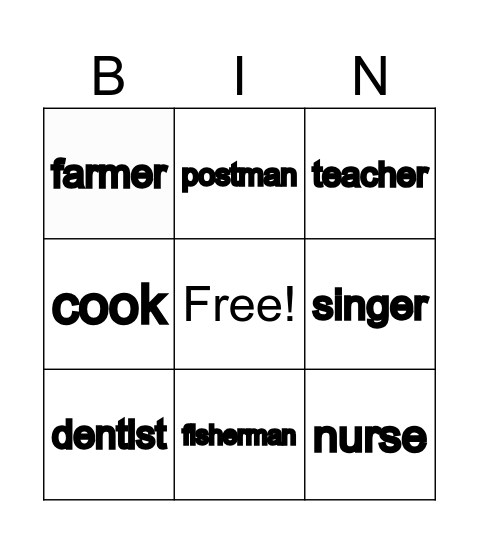 Bingo jobs Bingo Card