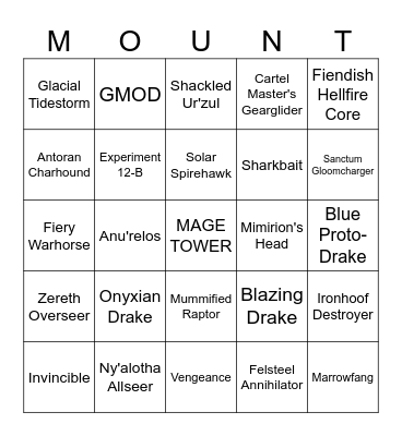 Rare mount bingo Card