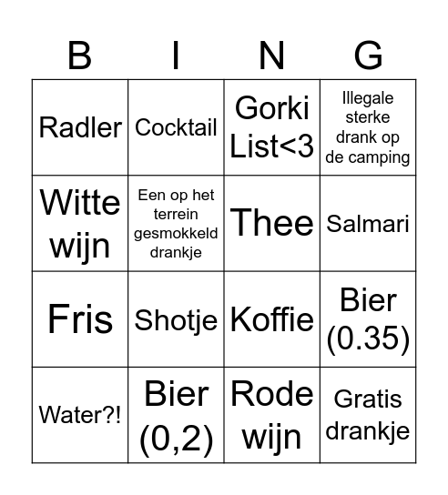 DRANKBINGO Card