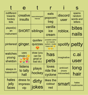 how much tetris are you Bingo Card