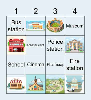 Places of the city Bingo Card