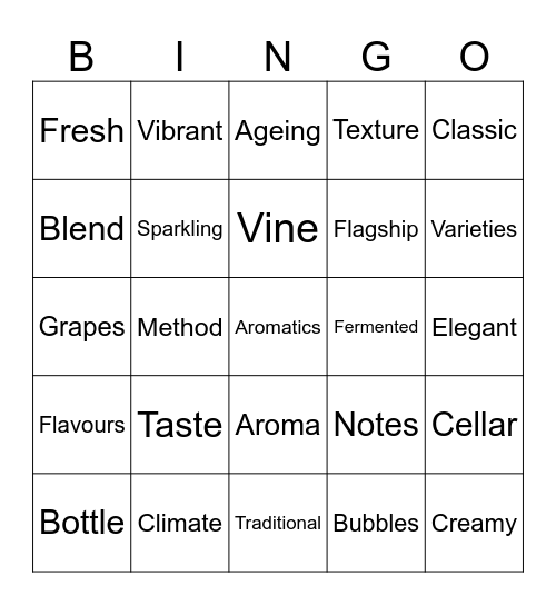 Gina's Hen Do Sparkling Wine Tasting Bingo Card