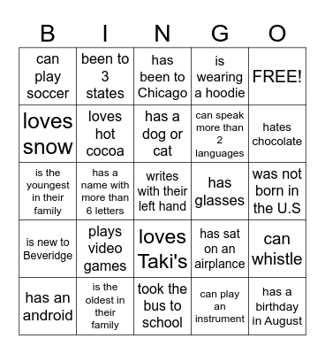 Find Someone Who... Bingo Card