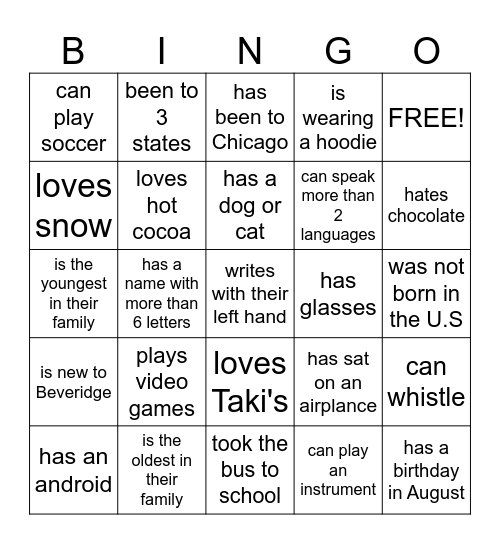 Find Someone Who... Bingo Card