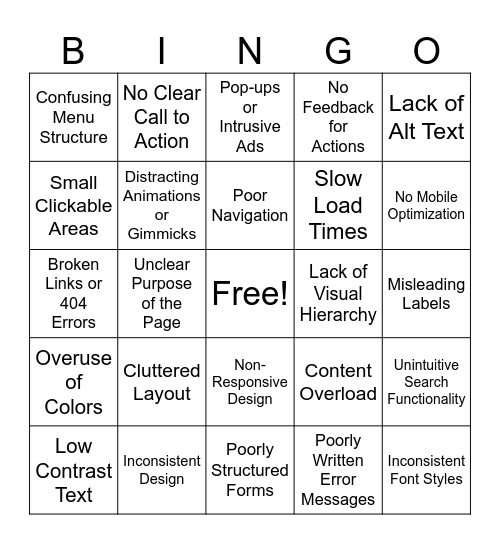 Yale School of Arts Bingo Card