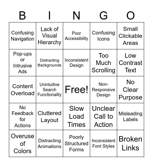 Lings Cars Bingo Card