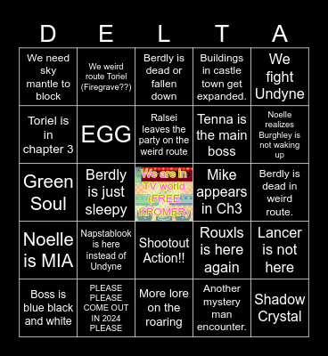 Deltarune Chapter 3 Bingo Card