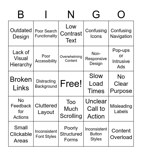 Pacific Northwest X-Ray Bingo Card