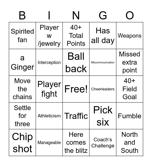 Pre Season 2024 Football bingo Card