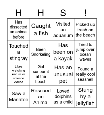 Marine Science Bingo Card