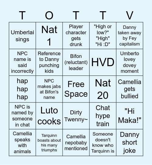 ToTTV Bingo! Bingo Card