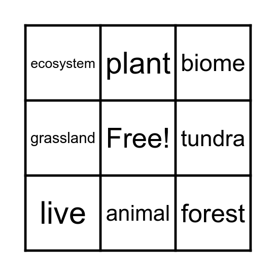 What is an Ecosystem Vocabulary Bingo Card