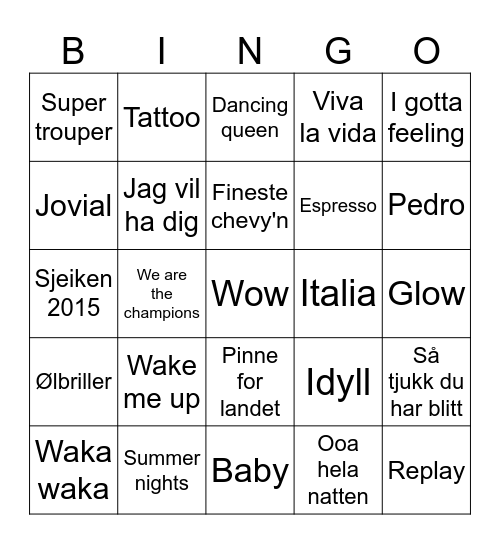 MUSIKKBINGO Card