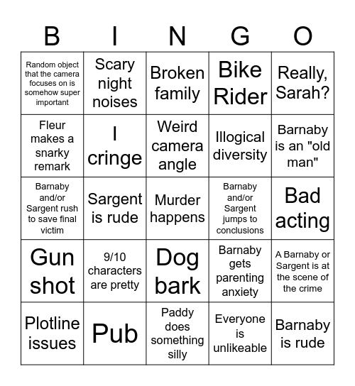 John Barnaby Bingo Card