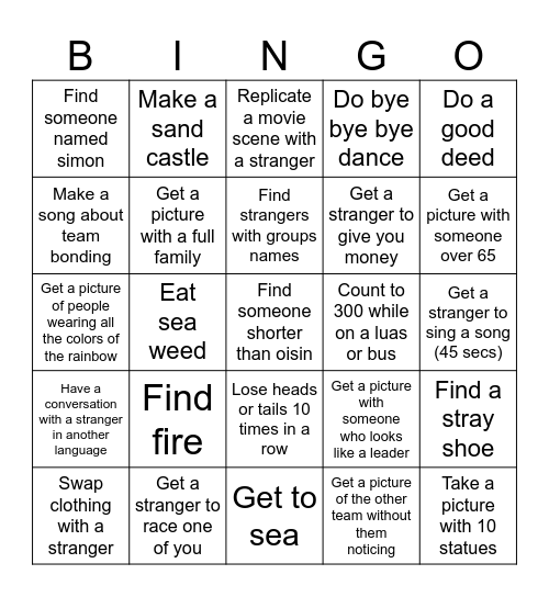 Team bonding Bingo Card