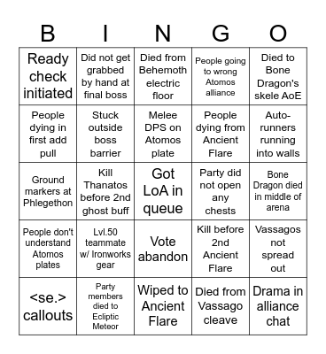 Labyrinth of Ancients Bingo Card