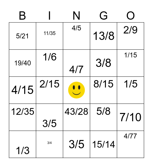 Bingo Fraccionario Bingo Card