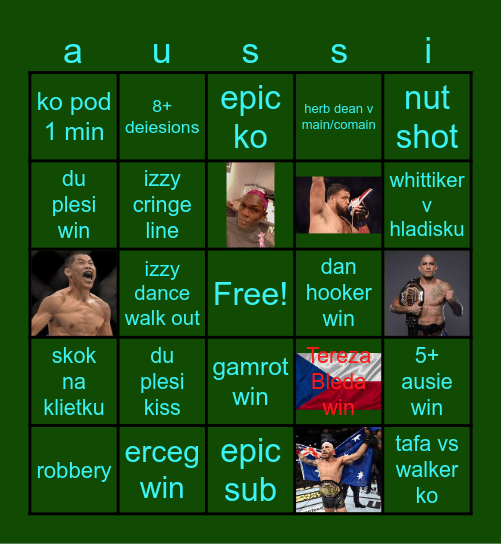 ufc 305 Bingo Card