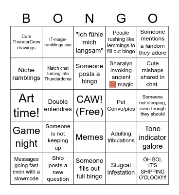 Match chat Bingo Card