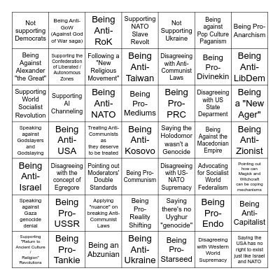 Reasons on why I'm banned from 99% of Pagan Discord Servers: Bingo Card