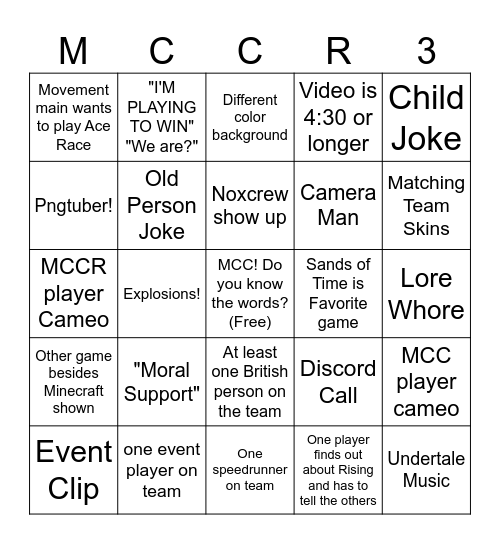 MCCR RISING 3 APPLICATION BINGO!!! Bingo Card