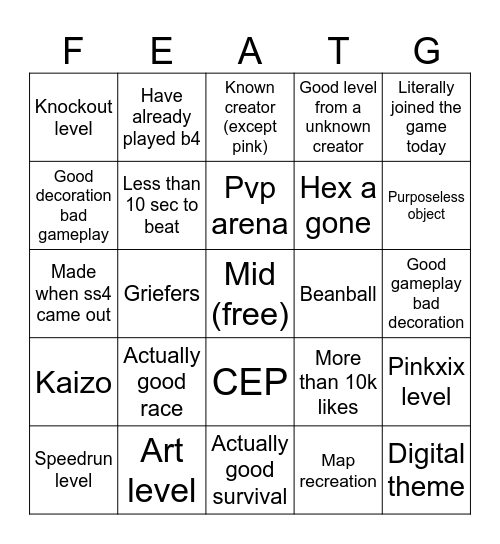 Fg explore bingo Card