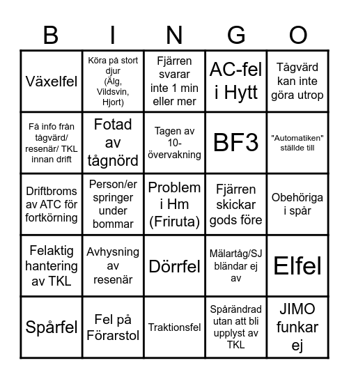 Fönstertåg Bingo Card