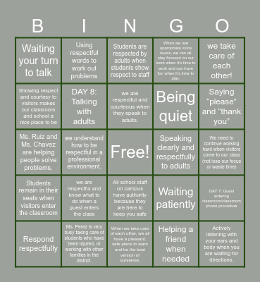 LGAM The First 15 Days of School (Day 6-10) Bingo Card