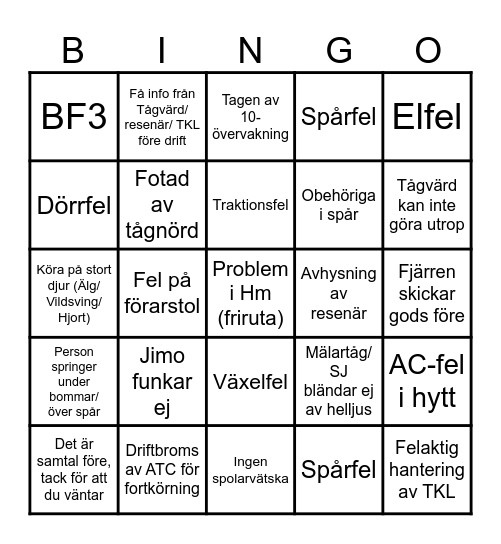 Fönstertåg Bingo Card