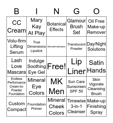 MARY KAY SKIN-TASTIC Bingo Card