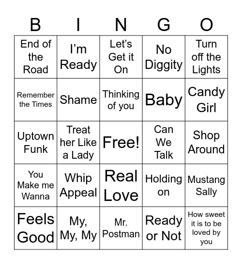 M U S I C Bingo Card