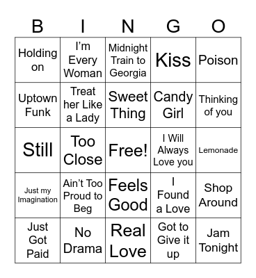 M U S I C Bingo Card
