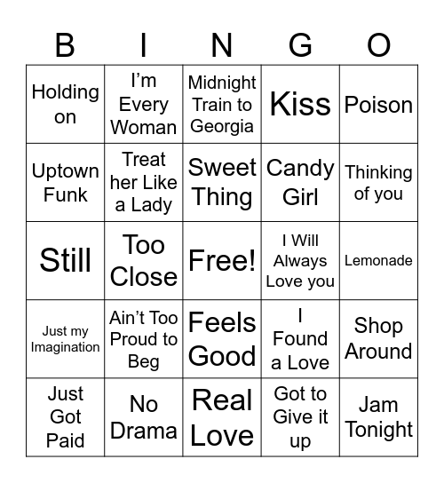 M U S I C Bingo Card