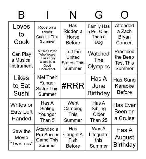 NWOSU Soccer Bingo Card