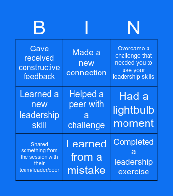 Aspiring leaders bingo Card