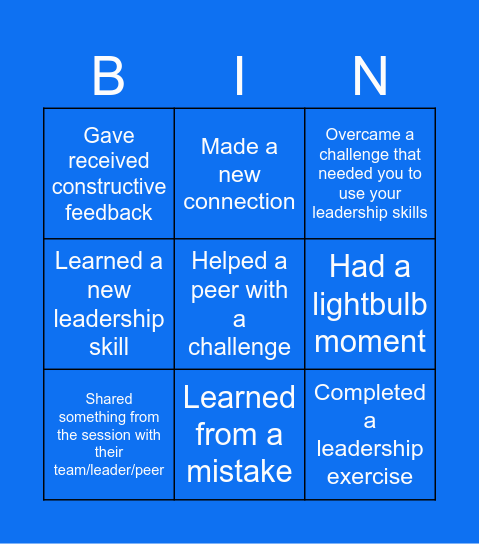 Aspiring leaders bingo Card