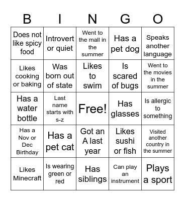 Untitled Bingo Card