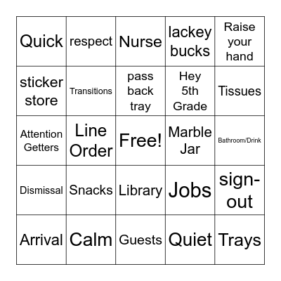 Expectations Bingo Card