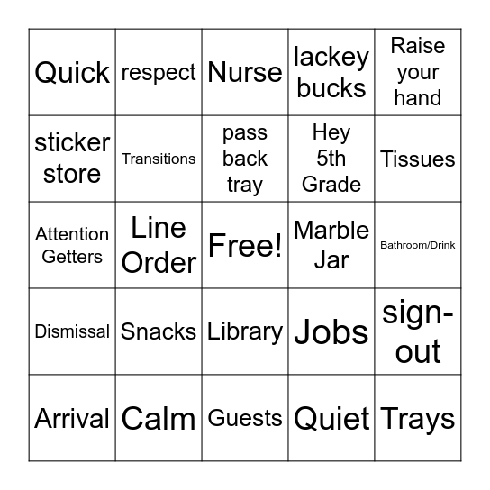 Expectations Bingo Card