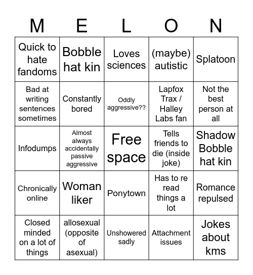 Me bingo Card