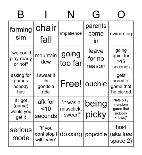 nathan >:( Bingo Card