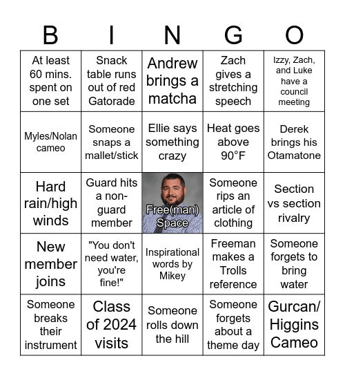 Band Camp Bingo Card