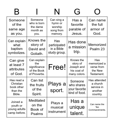 Endure Bingo Card