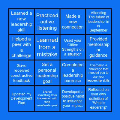 Aspiring leaders Bingo Card