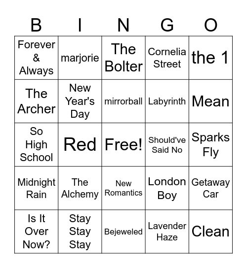 TS BINGO Card